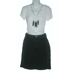 Vintage 80s Forenza Skirt High Waist Mom Denim Pencil Black Goth Punk egirl ALT